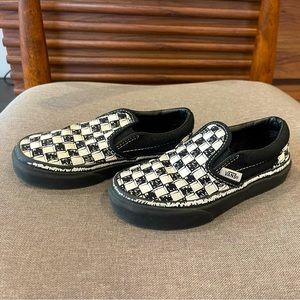 Boys vans custom checkerboard slip-ons - barely worn, size 11 boys